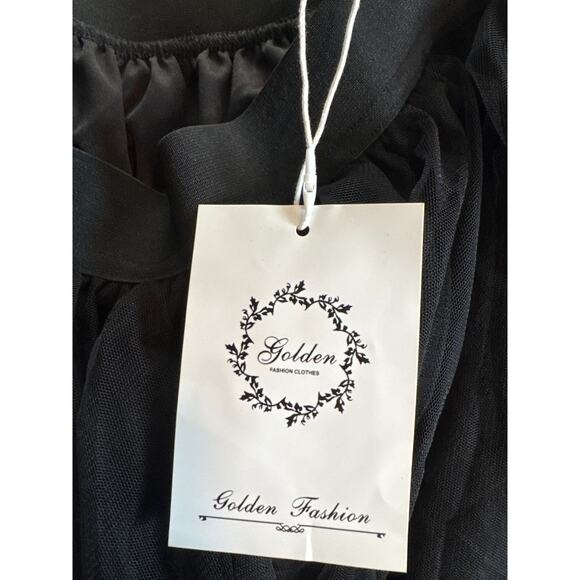 NEW Layered Black Tiered Tulle Midi Skirt Womens XS Elastic Waist Fairygoth - Picture 5 of 6